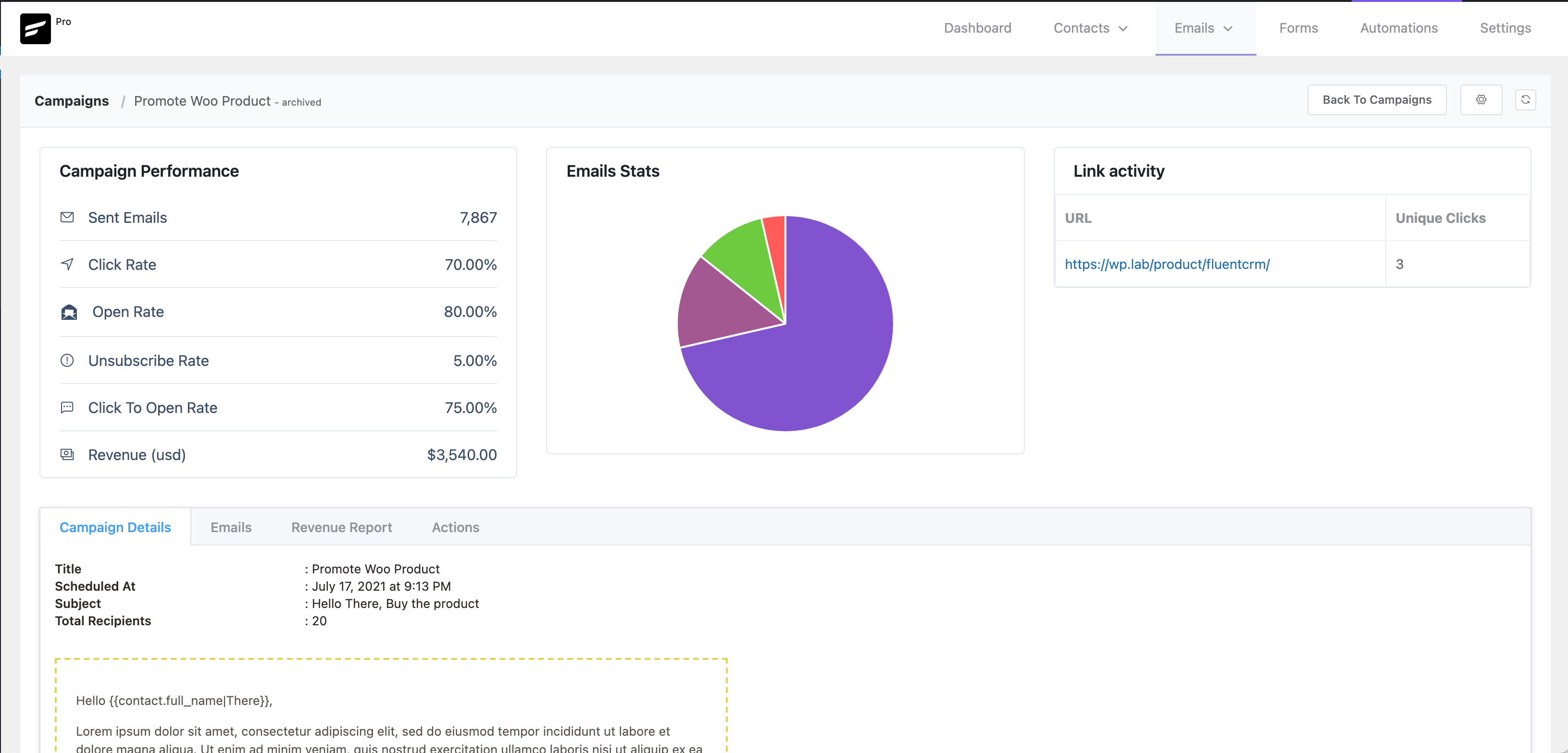 Dashboard de datos y métricas CRM
